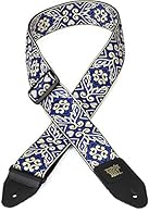The world's number one polypro guitar strap is now available in an array of stylish jacquard patterns. Tribal Blue design. Adjustable length from 41 to 72 inches. Machine-stitched leather ends. Polypropylene webbing provides comfort and durability.