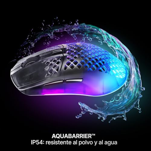 Miniatura 7 de Steelseries Aerox 3 Wireless Gen 2: Ratón Gaming de 68 g, Tasa de Sondeo: 4K, Sensor Óptico: 26 000 dpi, Batería: 200 h, Clasificación IP54, 80 M de Clics, RGB, Deslizadores 100% PTFE, Shadow