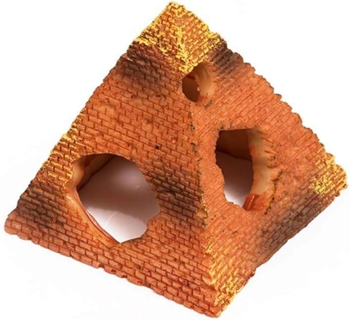 Pyramid Hideout, Amphibian Aquarium Reptile Box Hideout - Habitat Corner Decor Lizard Snake Turtle Hideouts (9.5 * 9.5 * 9.5cm)