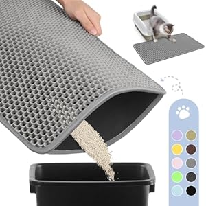 Cat Litter Mat – 23.5” x 29.7” Small Litter Trapping Mat, Easy to Clean Litter Box Mat, Waterproof, Urine-Proof, Non-Slip Kitty Litter Mats for Floor,Grey