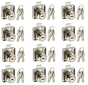 4-YOU Heavy Duty Zinc Multipurpose Lock for Furniture Drawer Cupboard Cabinet with 2 Dimple Keys | Rust Protected Lock for 22 MM Panel Thickness (Pack of 12)