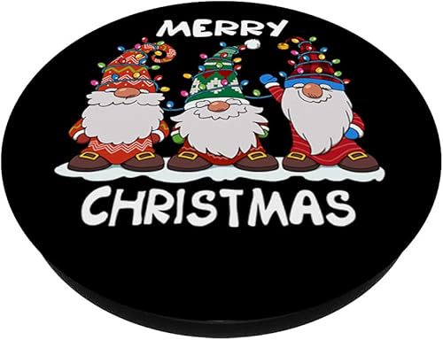 Miniatura 2 de Tres gnomos rojo a cuadros gnomos con luces para árbol de Navidad, PopSockets intercambiables PopGrip