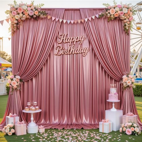10x10ft Thick Rose Gold Glitter Backdrop Curtain Panels for Parties, Wrinkle Free Sequin Sparking Photo Backdrop Drapes, 2 Panels 5x10ft Shimmer Back Drop Cloth for Wedding Birthday Photography