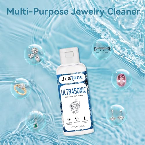 Image of JeaTone Ultrasonic Jewelry Cleaner Solution for Ultrasonic Machine, 50ml | Remove Odors Discoloration & Stains, Peach Eco Gentle Formula, High Yield Dilution, Safe On Diamonds, Gold, Silver, Rings