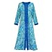 Collections Etc Women's Zip Front Floral Long Robe Misses Royal Blue Large, Royal Blue, Large