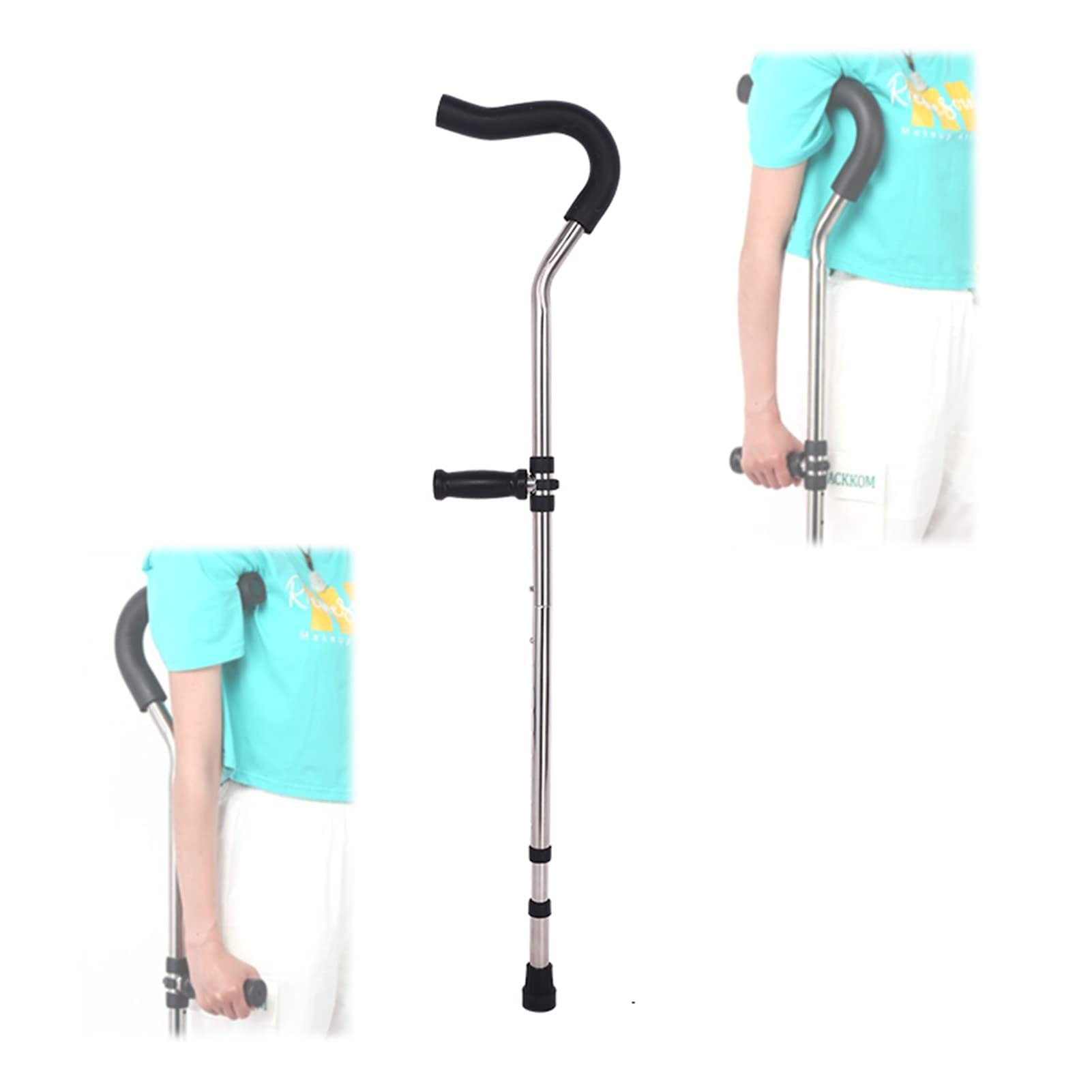 Składana kula, składane kule ortopedyczne, kule ortopedyczne dla dorosłych, ergonomiczny uchwyt, 1 sztuka, obsługuje do 100 kg/220 funtów (rozmiar: średni)