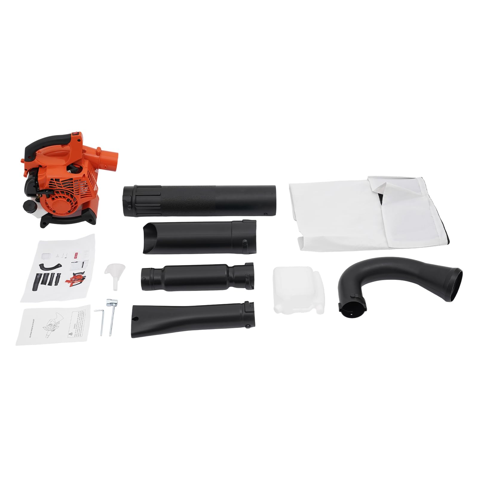 Benzin Laubbläser 25.4cc, 0,13 m³ / s, Laubpuster Schneefräse für Garten Rasenpfleg,Terrasse, Variable Geschwindigkeitsdrossel, Elektronische Zündung, Laubsauger inkl. Sammeltasche