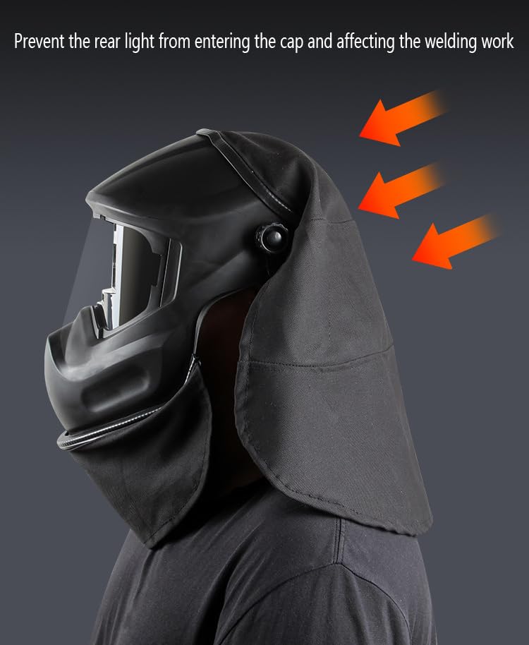 2 Piece Welding Helmet FR Cotton Front Bib & Rear Extended Hood Set including Press-in Seal, Full Protection - Image 4