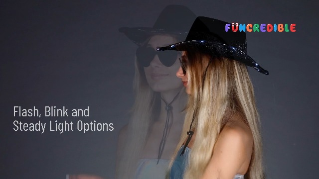 Amazon.com: Funcredible Black Light Up Cowboy Hat and  display picture 1