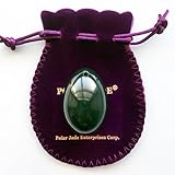 Polar Jade Stone Egg Made of Nephrite Jade, Medium Size (43x30mm), Drilled, with Unwaxed String and Instructions