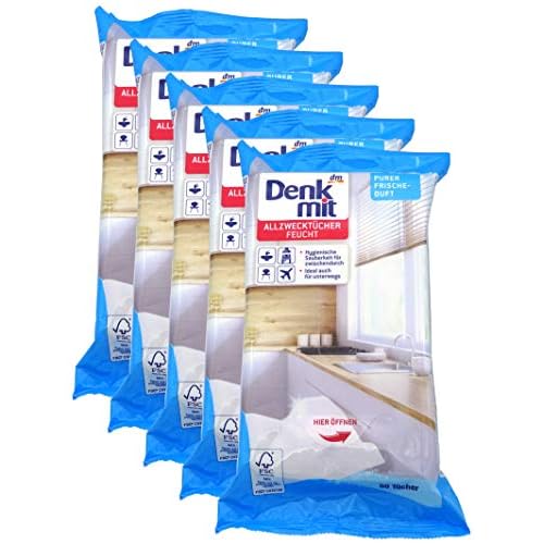 Feuchte Reinigungstücher in Spenderverpackung - 250 Stück - 5er Pack (Inhalt 5 x 50 Stück) - Pure Frische