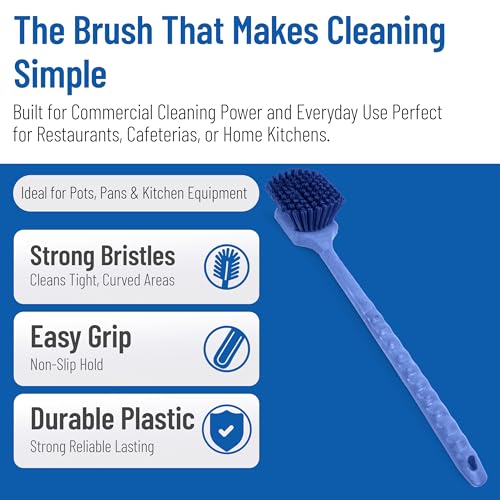 Image of SPARTA 40501EC14 Plastic Large Scrub Brush, Kitchen Brush, Utility Brush With Long Handle For Cleaning, 20 Inches, Blue