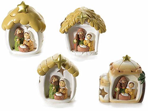 Cabaña con Belén de resina con luces LED