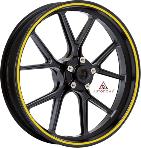 Autodomy Lot complet pour 2 jantes de moto de 15" à 19" - Résistants à la pluie, au soleil, à la graisse, à l'huile (jaune, largeur 7 mm)