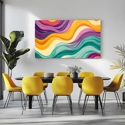 Tableau pour salon abstrait vague grand format décoration maison moderne