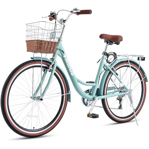 Viribus Women’s Comfort Bike with Rattan Basket Cover