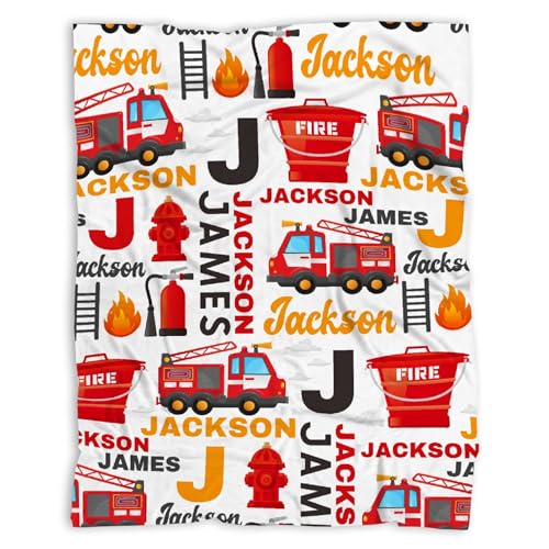 Image of Personalized Fire Trucks Firefighter Custom Baby Blanket Gifts for Boys Girls Super Soft Blanket Swaddle Newborn Cozy Receiving Blanket Stroller Throw 40x30 in for Puppy