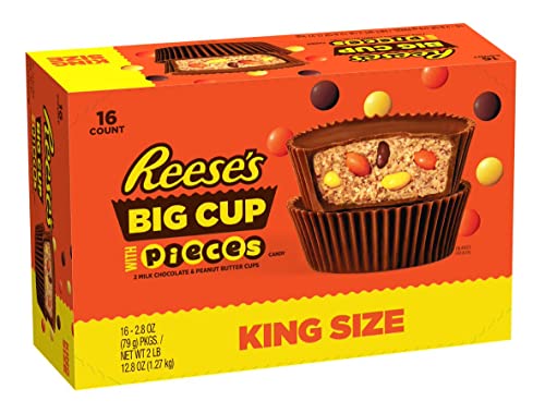 Reese's Milk Chocolate and Peanut Butter Big Cups with Pieces, pack of 16 x 79 g