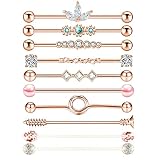 TIANCI FBYJS 14g Industrial Barbell Surgical Steel Cartilage Earrings CZ Industrial Earring Crystal