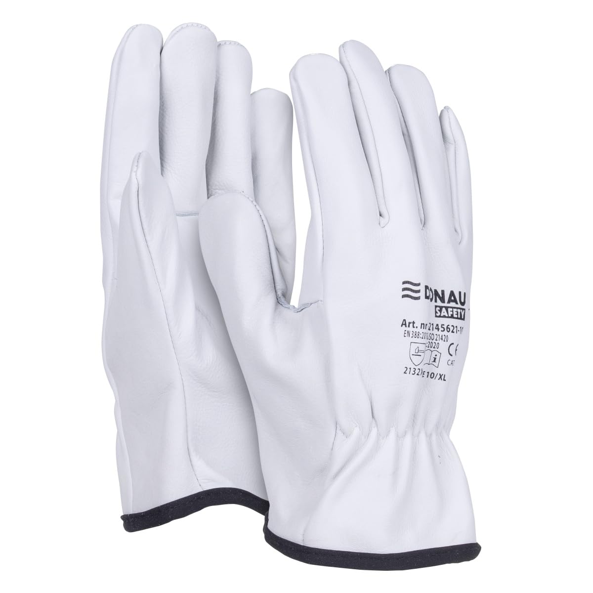 Gants de travail en cuir de vachette - Taille XL - Blanc - DONAU SAFETY