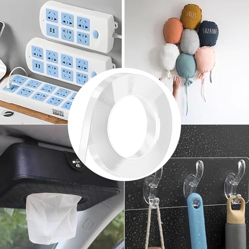 Double Sided Tape Heavy Duty - Nano Removable Adhesive Mounting Tape Wall Decor, Clear Sticky Picture Hanging Transparent WallTapes Strips for Poster Carpet Art Craft Home Office School (0.5"x10FT) — view 5