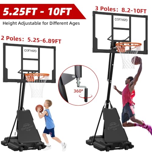 Image of Basketball Hoop 44 /48 /54 Inch with Sandbag Adjustment 5.25-10FT