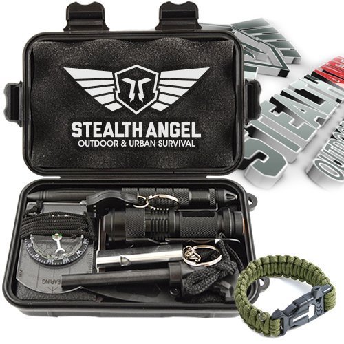 Stealth Angel Compact 9-in-1 Survival Kit with Paracord Bracelet, Multi-Purpose EDC Outdoor Emergency Tools and Evereyday Carry Gear, Official Survival Kit