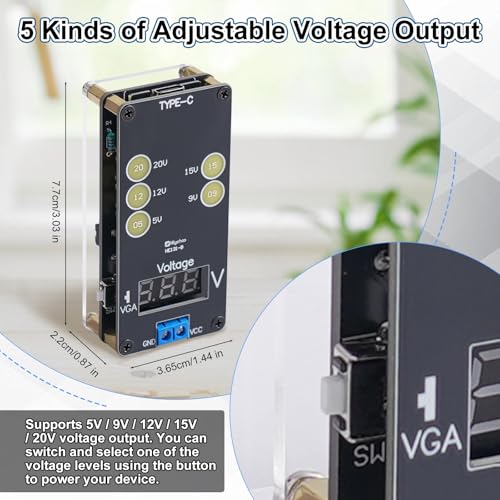 Image of DIY USB C Voltage Tester Soldering Kit, ICSTATION Fast Charging Digital Voltmeter Soldering Project with Color LED Lights and Display Adjustable Output Voltage for Soldering Learning Voltmeter Tool