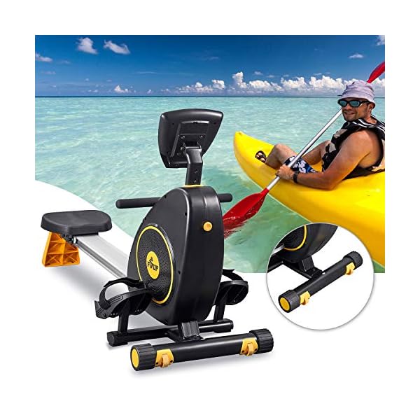 FISUP Rowing Machine 265LB Weight Capacity for Home Use with LCD Monitor and Comfortable Seat Cushion,50 Inch Slide Rail Indoor Rowing Machine for Cardio Training