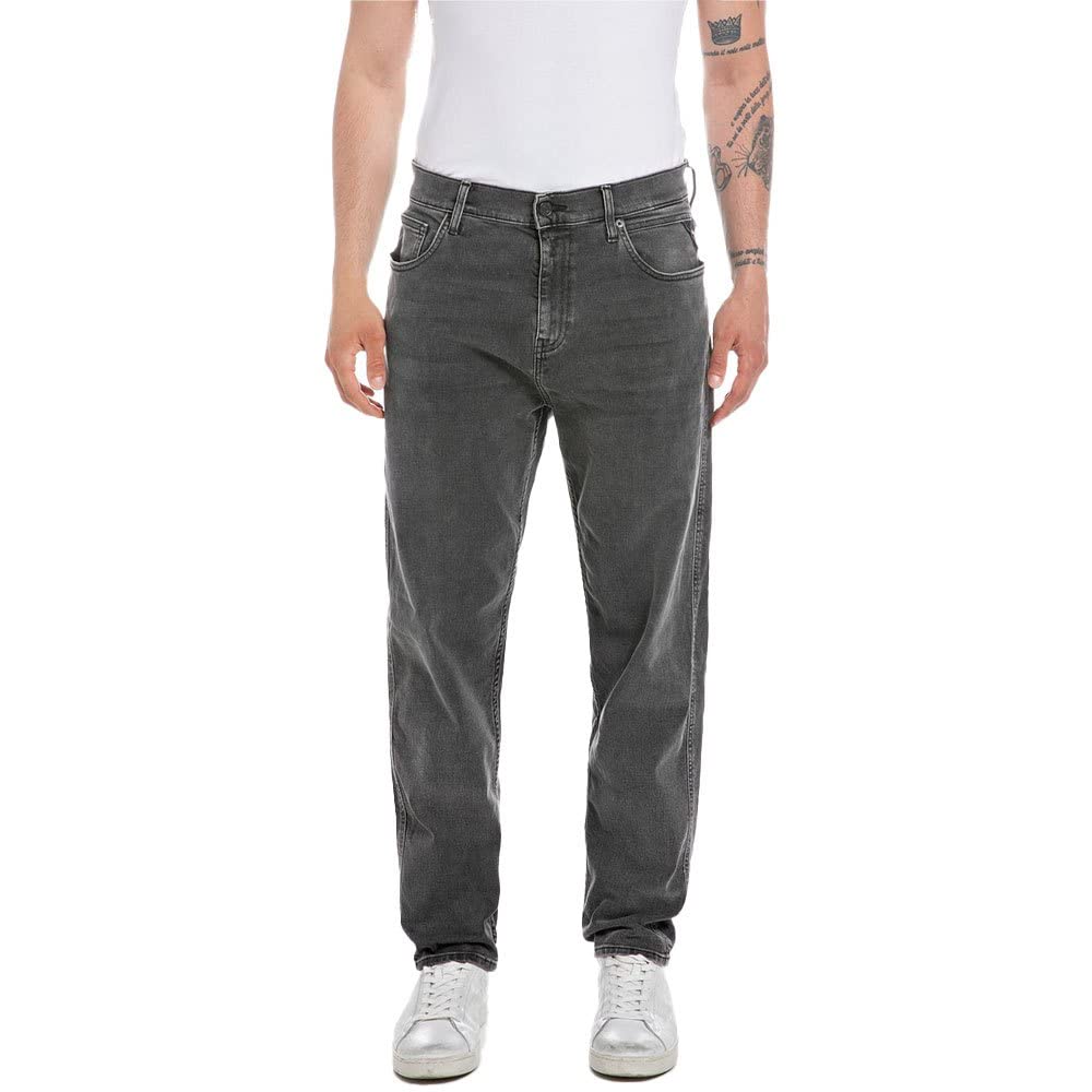 Replay Herren Jeans Sandot Tapered-Fit, Dark Grey 097 (Grau), 29W / 34L