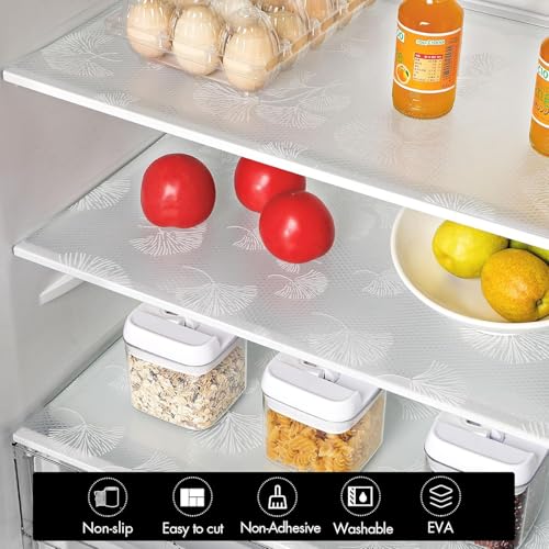 Image of ElastPro (45 cm X 3 m) Printed Shelf Liners for Kitchen Shelves, Drawer Mat, Shelf Liner, Fridge Mats, Kitchen Cabinet Drawer Mat Liner Sheets (Fan Leaf White)