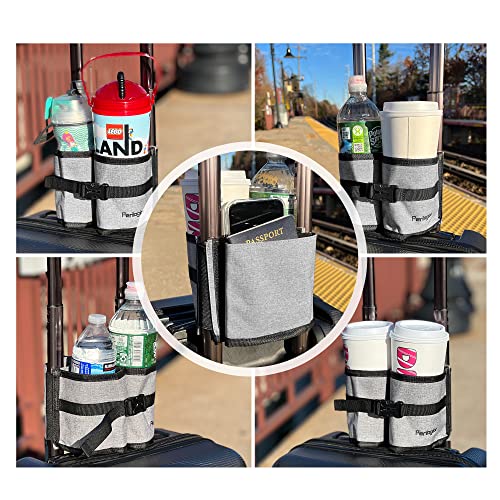 Perilogics Luggage Travel Cup Holder Attachment For Suitcase Drink, Coffee Mug, Bottle Caddy. Traveler Carry On Hands Free Accessory. Ideal For Frequent Travelers Or Flight Attendants Gift. #TOP1