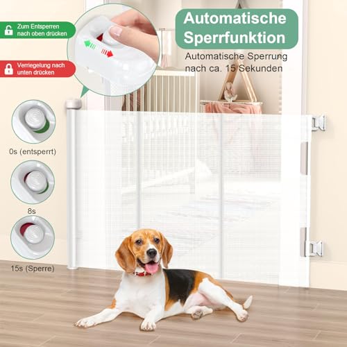 Treppenschutzgitter Ausziehbar Ohne Bohren Türschutzgitter für Babys, Babygitter & Hundegitter,140 cm Breite, 80 cm Höhe, Türschutzgitter für Treppe/Türen/Korridore/im Freien