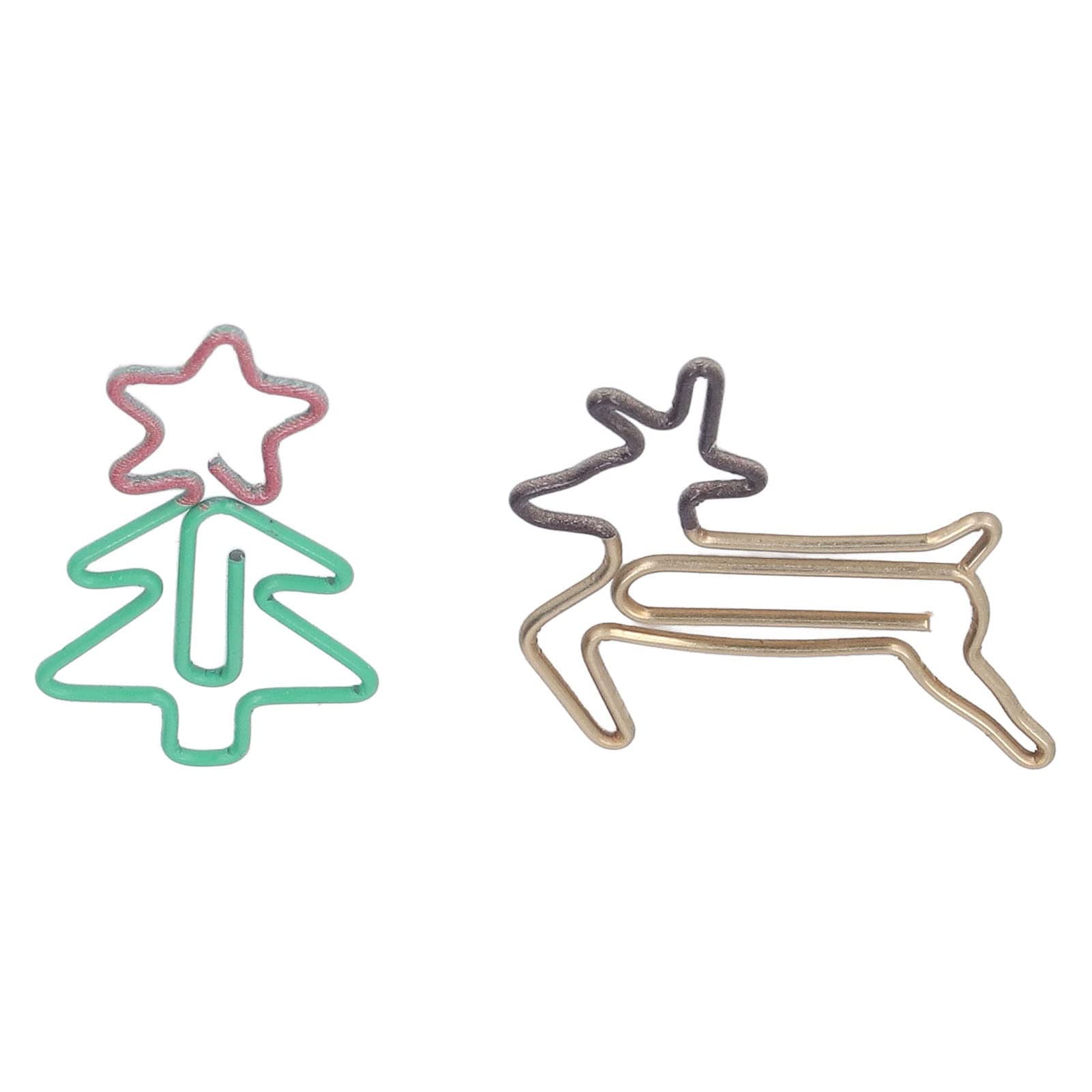 Niedliche Büroklammern, Büroklammern, 100 Stück Büroklammern mit Weihnachtsmotiven – kleine, rostfreie Metallklammern in bezaubernden Baum- und Hirschformen