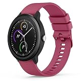 Mugust Armband für Garmin Venu Sq Music/Venu Sq 2 Music/Vivoactive 3/Venu/Vivomove 3, 20mm Weiche Silikon Sport Ersatazarmband für Garmin Vivoactive 3 Music/Forerunner 245/645 Music (Weinrot)