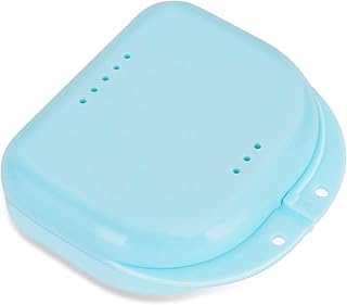 Dental Mouthguard Container Orthodontic Retainer Case with Vent Holes, Denture Holder Box Clear Aligner Case Slim for Household|Travel|Office - Bluish - Light & Easy to Carry
