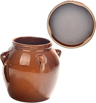 Sturdy Ceramic Pickle Jar Honey Jar Dried Food Container Vintage Decor Lids