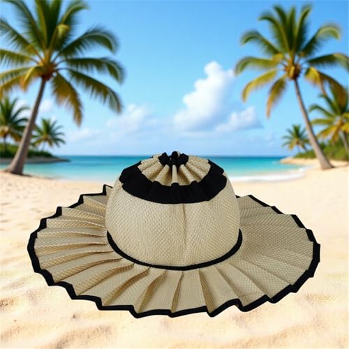 Sombrero reversible de paja para mujer tipo bucket miniatura 2