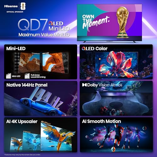 Hisense 85" Class QD7 Series Mini-LED 4K UHD Smart Fire TV (85QD7QF, 2025 Model) - QLED, Native 144hz, HDR10+, Dolby Vision, Dolby Atmos, Game Mode Pro, ALLM, Alexa Built in with Voice Remote, MEMC - Image 3