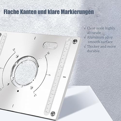 Router Table Insert Plate Aluminum Router Plate for Woodworking Router Table Mounting Plate with 2 X Ring 300 x 235 x 9.5mm by SSEHCWAN - Image 3