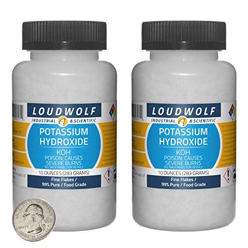 Potassium Hydroxide / 1.3 Pounds / 2 Bottles / 99% Pure Food Grade/Fine Flakes #TOP5