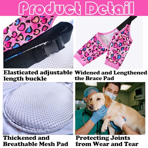 Image of Dog Elbow Wraps Knee Protector Pads Elbow Callus Treatment Sleeve for Wounds Front Legs Prevent Licking for Medium Large Dogs XL, Leopard