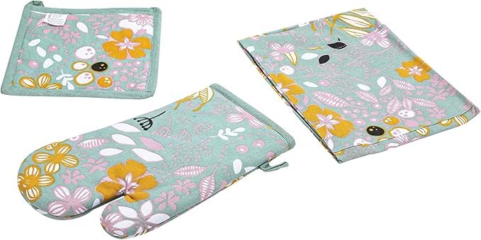 Cotton Kitchen Apron with Pocket, Oven Mitt & Pot Holder – Holiday Baking & Christmas Gift-image-46