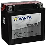 100% libre de mantenimiento Varta 549655 Powersports AGM YTX14-BS Batería de Motocicleta, 12V, 12 Ah