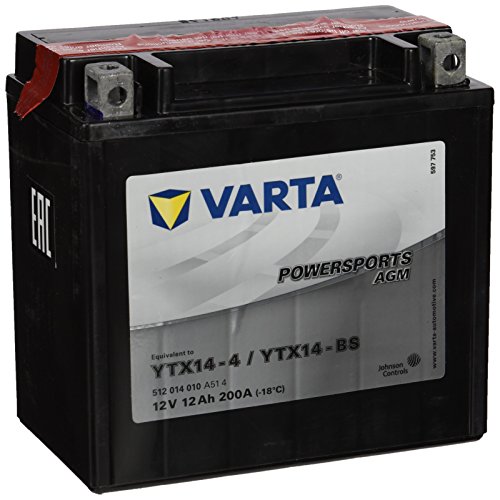 Varta 549655 Powersports AGM YTX14-BS Batería de Motocicleta, 12V, 12 Ah