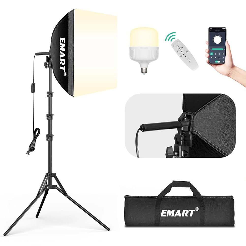 EMART Softbox Photography Lighting Kit 1Pack 50W LED 16"x16" Pull Soft Box