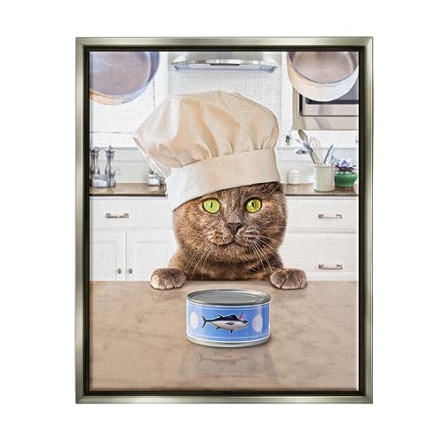 Image of Cat Chef Tuna Can Kitchen Humor, 16 x 20 Inch Canvas in Floater Frame