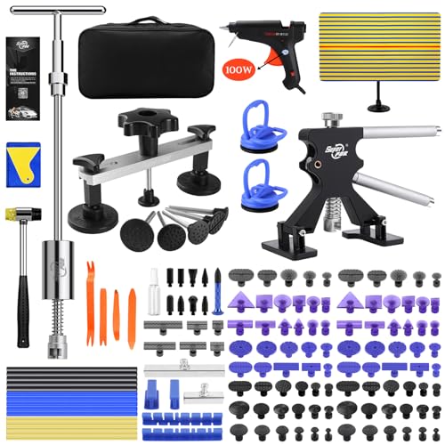Super PDR Ausbeulwerkzeug Set – Lackschadenfreie Dellenreparatur mit Gleithammer, Dent Lifter & Linienbrett – Dent Repair Kit für Auto, Hagelschäden & Parkdellen