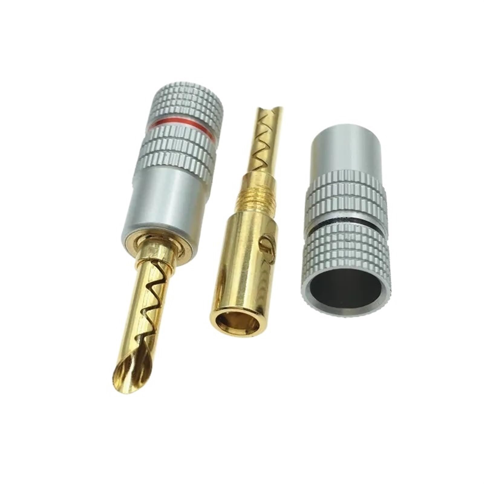 Lot de 20 connecteurs de Haut-Parleur mâles en cuivre plaqué Or de 4 mm, Rouge et Noir(20Pcs Red)