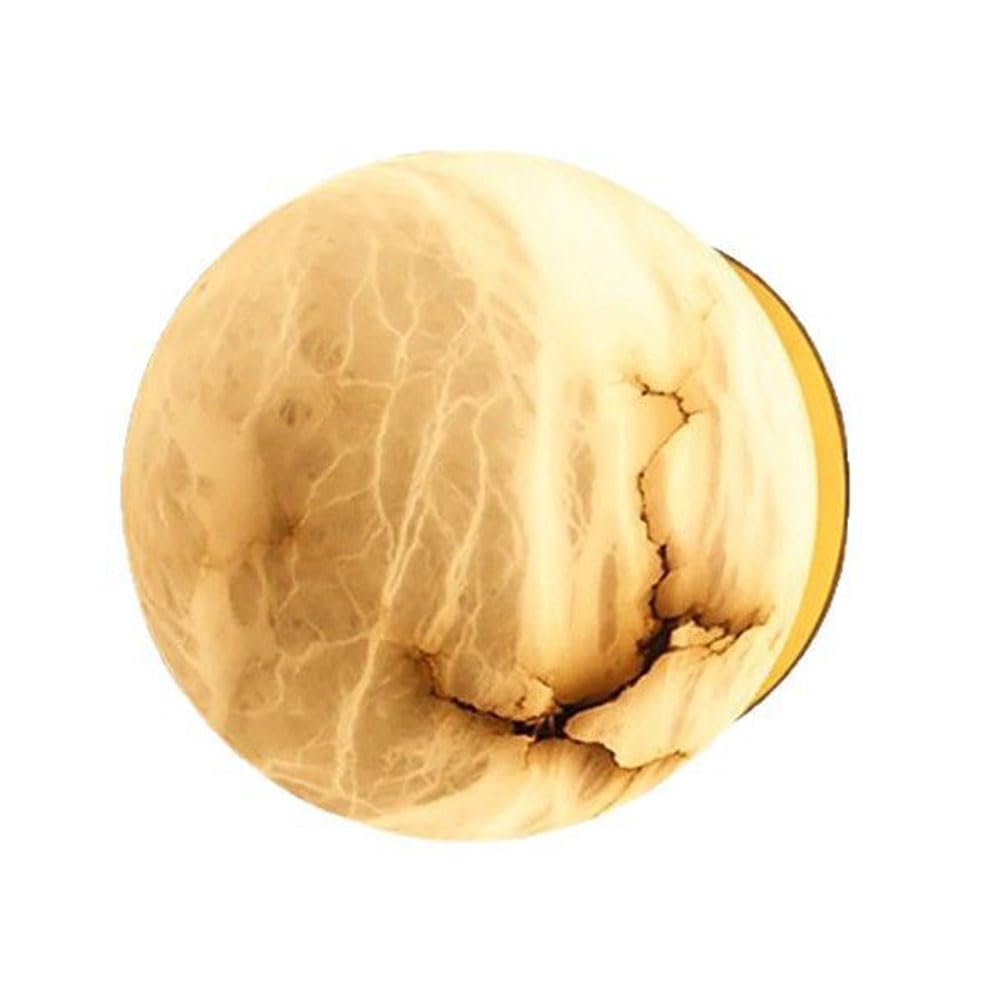 GUOGUOSM 4.7in Round Marble Wall Light, Modern Industrial Style Hard Wire Connection Wall Lamp, Natural Alabaster Wall Sconce, Living Room Staircase Bedroom Decorative Lighting Fixtures